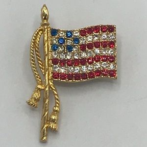 Rafaelian Patriotic Crystal Flag Pin Brooch